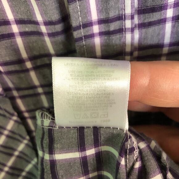Sahara Club Men's Size Large Purple Plaid Long Sleeve Button Down Shirt Pockets - Picture 4 of 6
